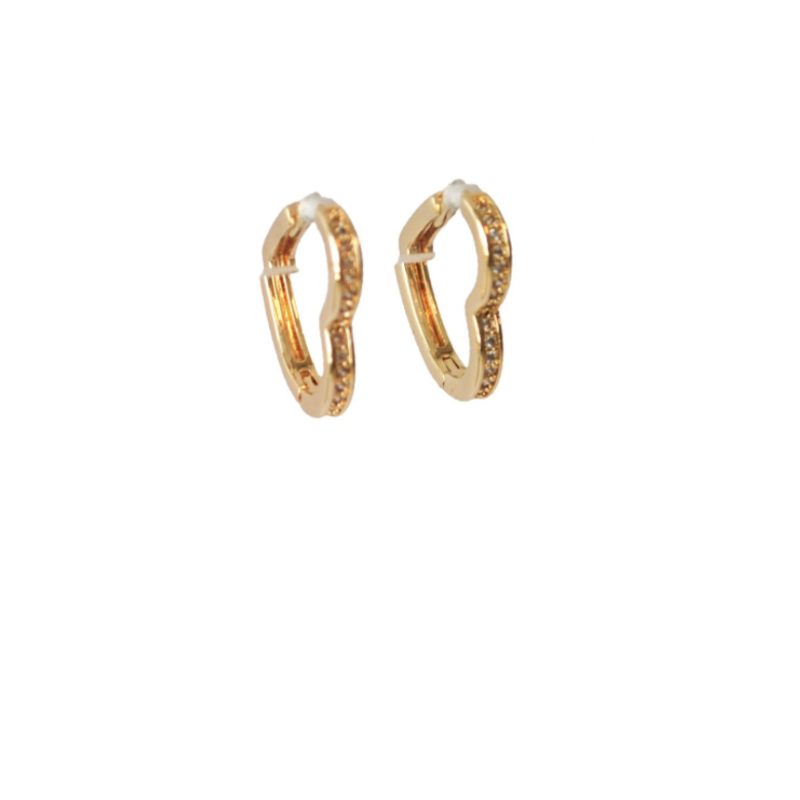 Ellen Meijer Ellen Meijer oorbellen hartjes met zirkonia steentjes goud 1,8 CM