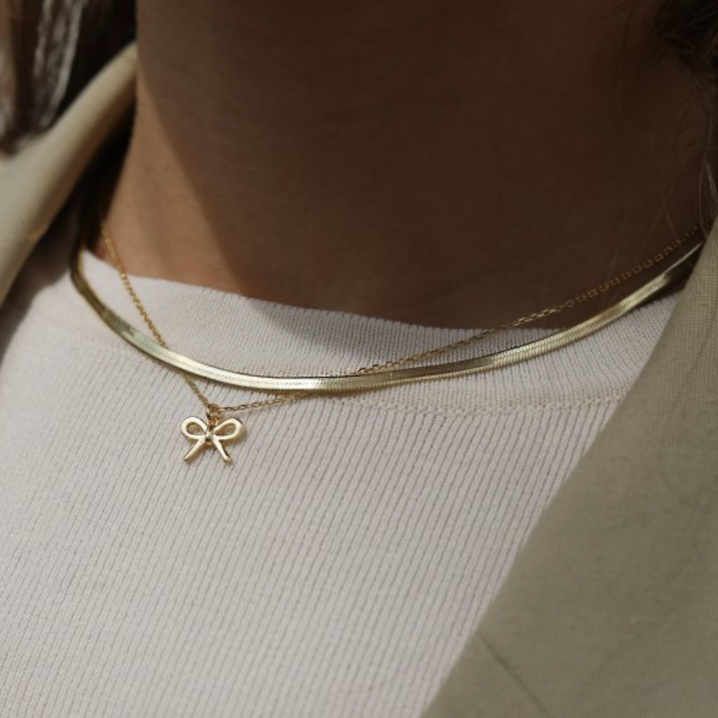 Karma Jewelry Karma Jewelry ketting T331S Necklace Shelly bow 925 silver 38 -45 CM