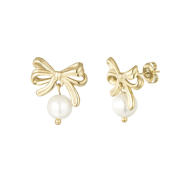 Yehwang Yehwang oorbellen 0292481-188 Earrings Bow with pearls gold 2 CM