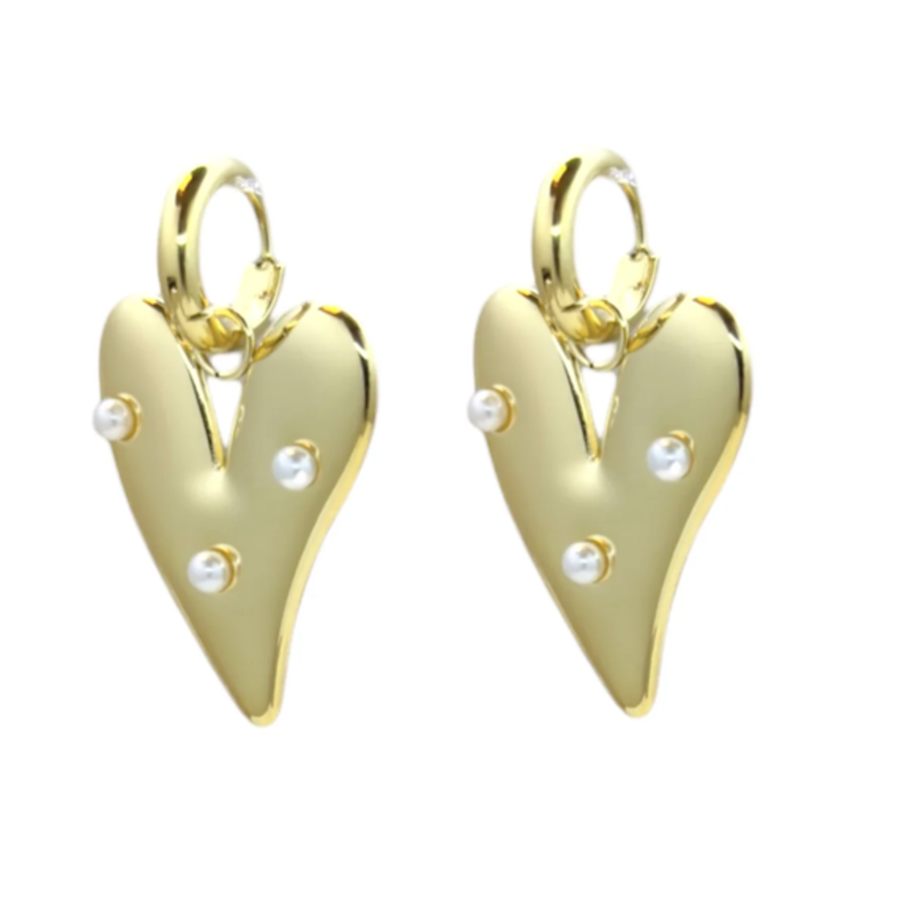 Label Deluxe Bijoux Sofi oorbellen 274509 Earring hearts pearls gold