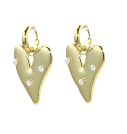 Label Deluxe Bijoux Sofi oorbellen 274509 Earring hearts pearls gold