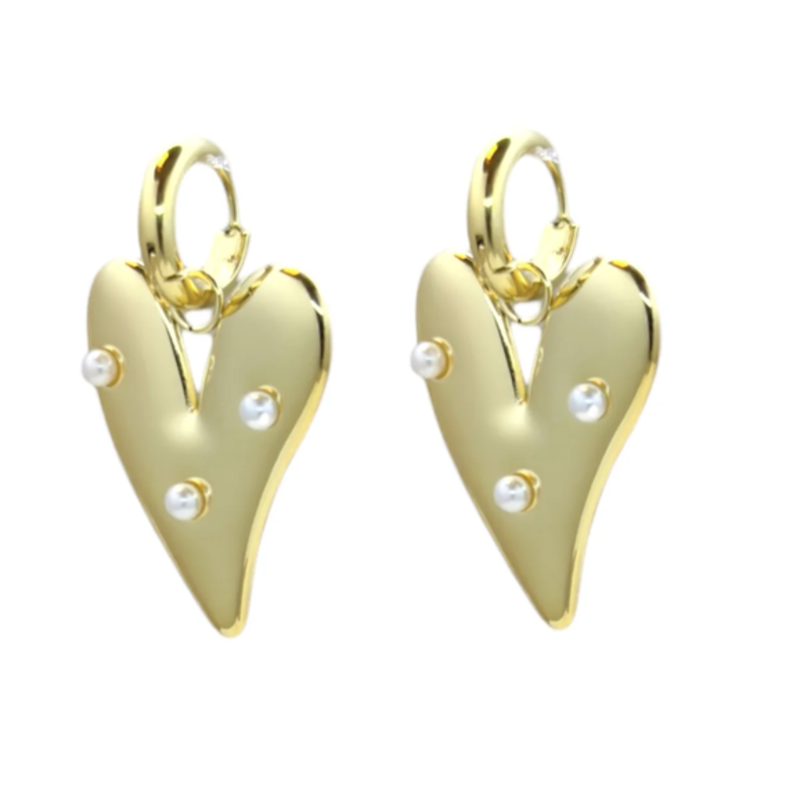 Label Deluxe Bijoux Sofi oorbellen 274509 Earring hearts pearls gold