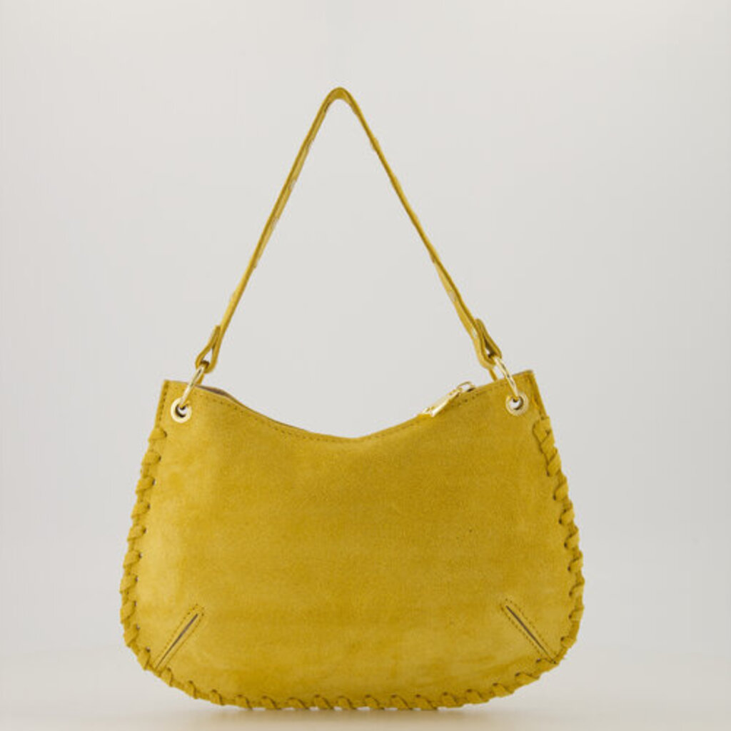Label Deluxe bag Casey Schouder tas  68276 Shoulder bag Yellow suede leather 26 x 17 x 1 CM