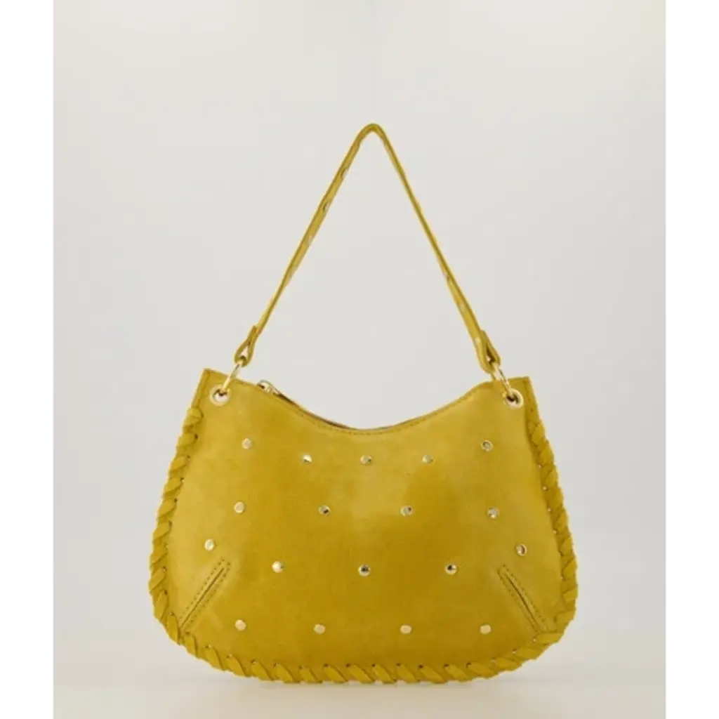 Label Deluxe bag Casey Schouder tas  68276 Shoulder bag Yellow suede leather 26 x 17 x 1 CM
