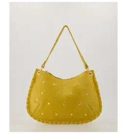 Label Deluxe bag Casey Schouder tas  68276 Shoulder bag Yellow suede leather 26 x 17 x 1 CM