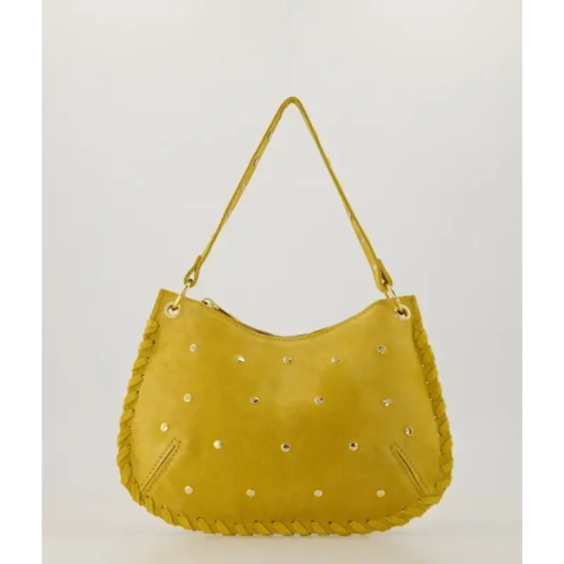 Label Deluxe bag Casey Schouder tas  68276 Shoulder bag Yellow suede leather 26 x 17 x 1 CM