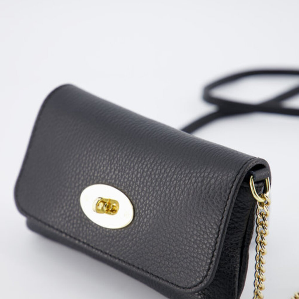 Label Deluxe bag Finley Crossbody tas  76282 Crossbody bag Black real leather 14 x 11 x 3 CM