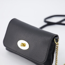 Label Deluxe bag Finley Crossbody tas  76282 Crossbody bag Black real leather 14 x 11 x 3 CM