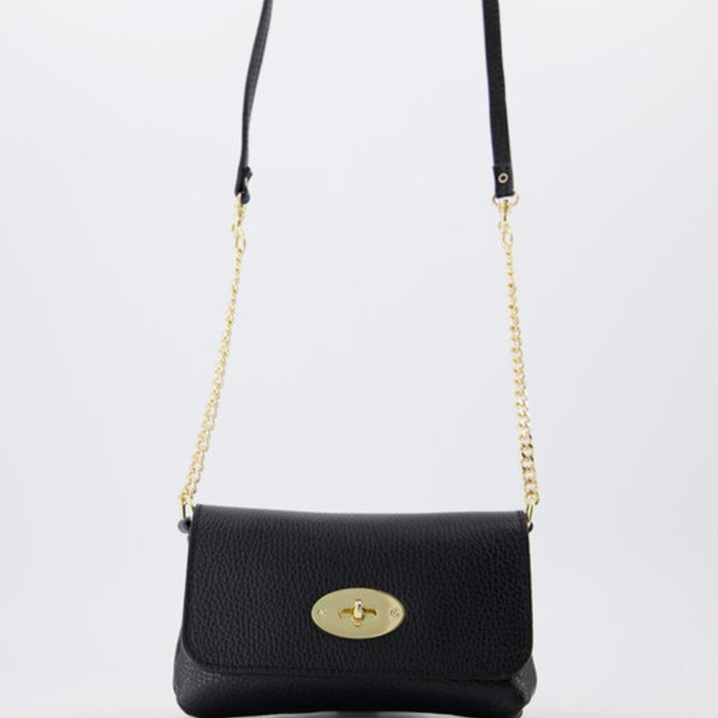 Label Deluxe bag Finley Crossbody tas  76282 Crossbody bag Black real leather 14 x 11 x 3 CM