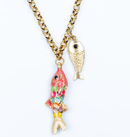 Label Deluxe Bijoux Sofi Ketting Fish colors gold 40 + 5 CM