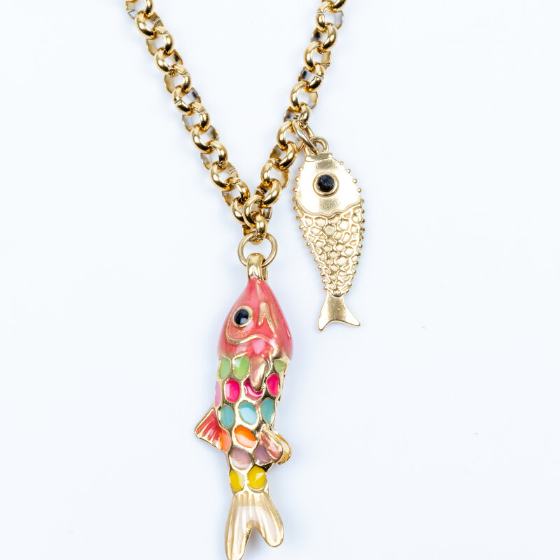 Label Deluxe Bijoux Sofi Ketting Fish colors gold 40 + 5 CM