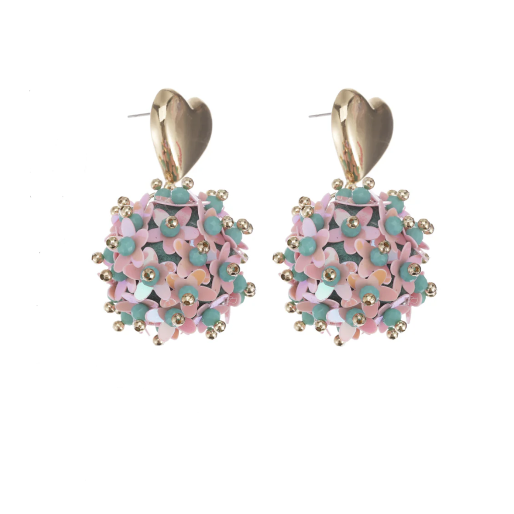 Label Deluxe Bijoux Candy Sweet oorbellen 27306 Earrings hearts bol pink mint gold 4.5 CM