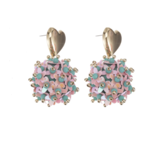 Label Deluxe Bijoux Candy Sweet oorbellen 27306 Earrings hearts bol pink mint gold 4.5 CM