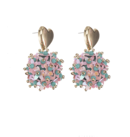 Candy Sweet Candy Sweet oorbellen 27306 Earrings hearts bol pink mint gold 4.5 CM