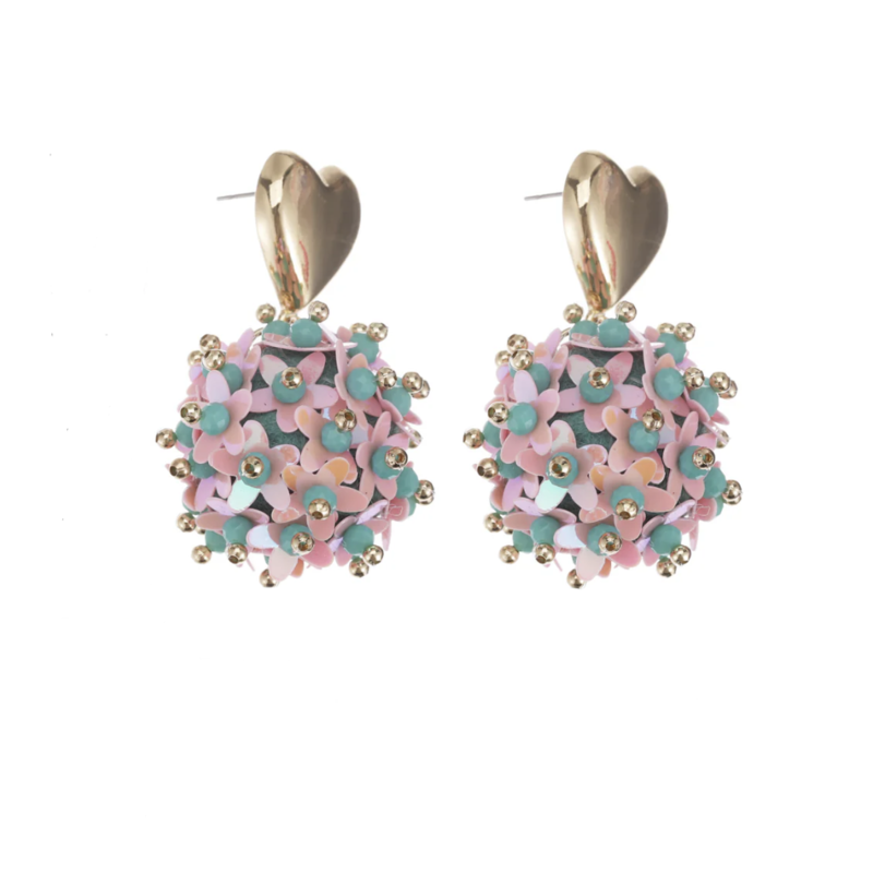 Label Deluxe Bijoux Candy Sweet oorbellen 27306 Earrings hearts bol pink mint gold 4.5 CM