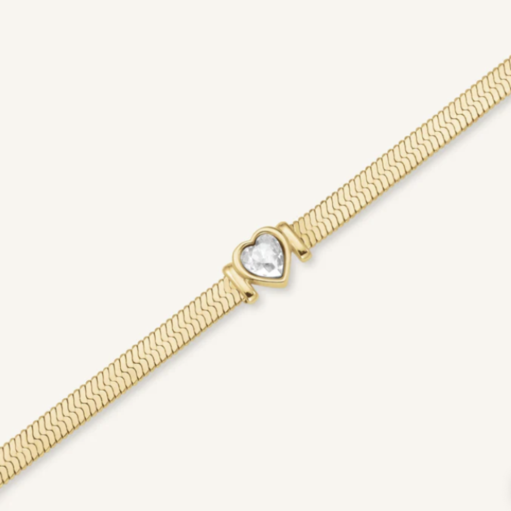 Rosefield Rosefield armband JBSWG-J1010 Snake heart bracelet White gold 16 - 19.5 CM