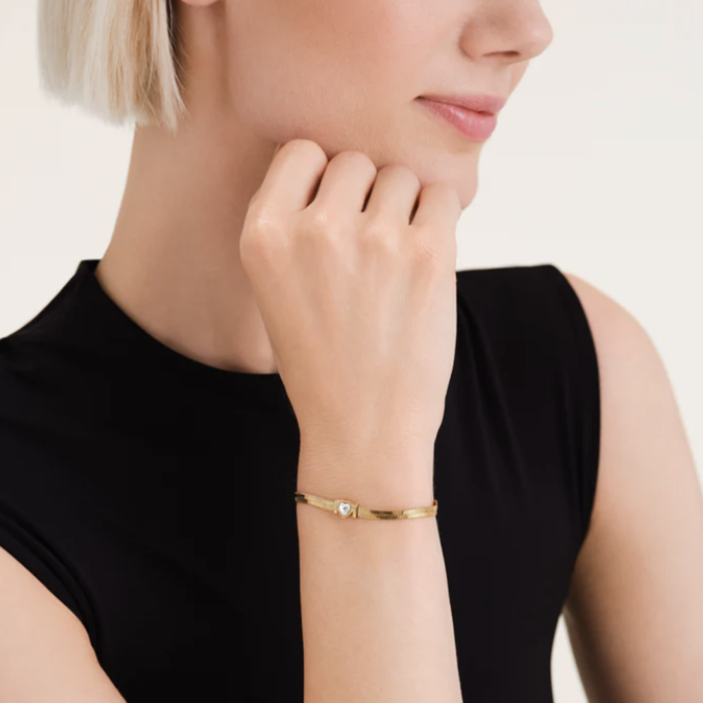 Rosefield Rosefield armband JBSWG-J1010 Snake heart bracelet White gold 16 - 19.5 CM