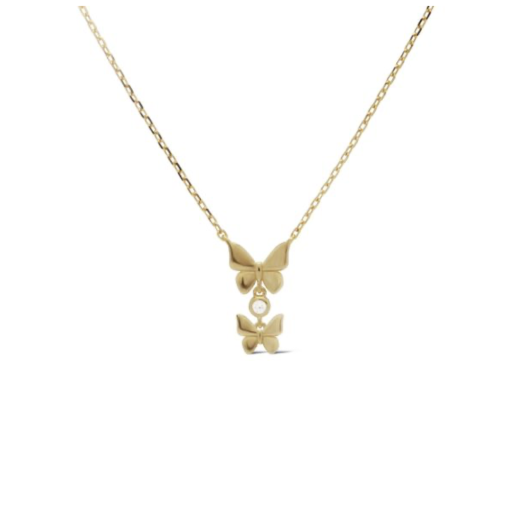 Karma Jewelry Karma Jewelry Ketting T330GP Necklace Butterfly Fone 925 silver gold plated 39 + 5 CM