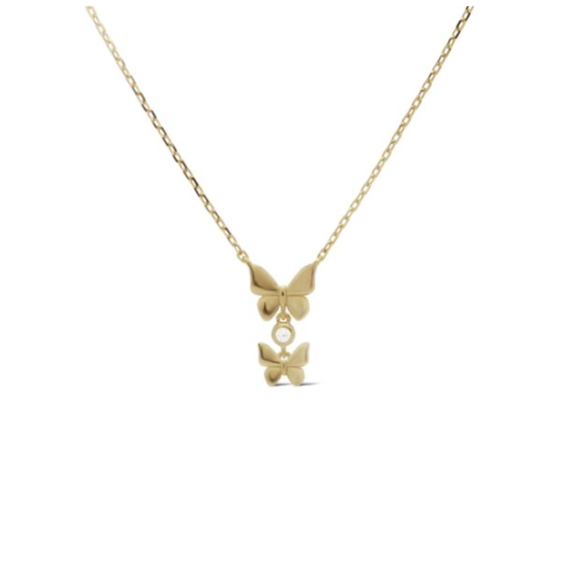 Karma Jewelry Karma Jewelry Ketting T330GP Necklace Butterfly Fone 925 silver gold plated 39 + 5 CM