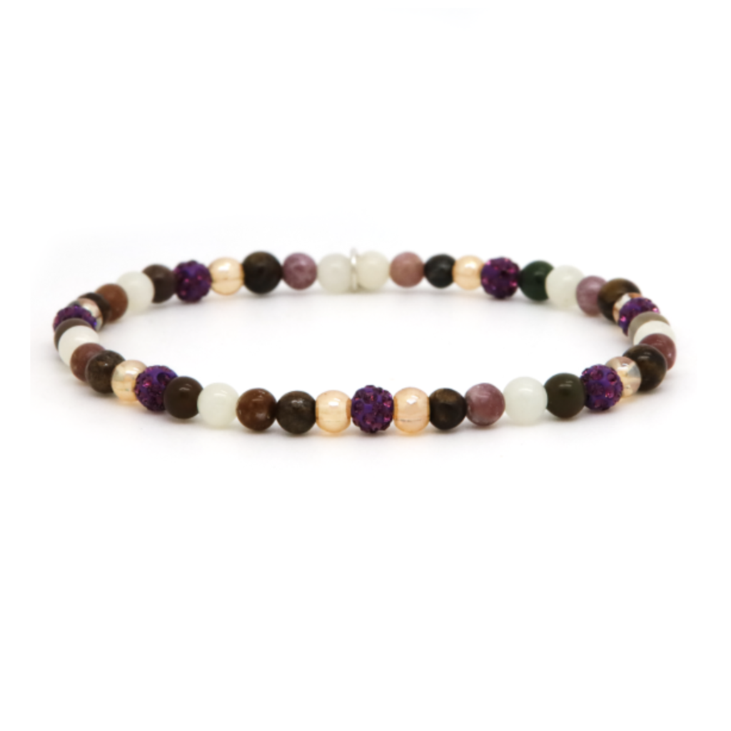 Karma Jewelry Karma Jewelry armband 84637EL Bracelet Spiral Elodie beads elastic purple crystal xxs 4MM