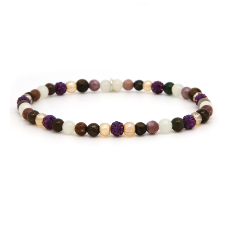Karma Jewelry Karma Jewelry armband 84637EL Bracelet Spiral Elodie beads elastic purple crystal xxs 4MM