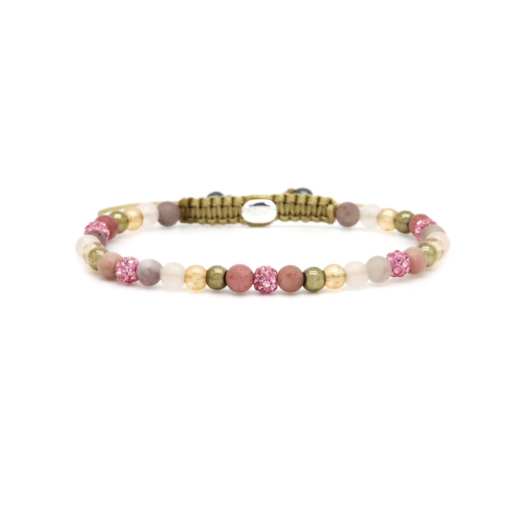 Karma Jewelry Karma Jewelry armband Karma Jewelry armband 84663 Bracelet Spiral Blossom beads pink crystal xxs 4MM