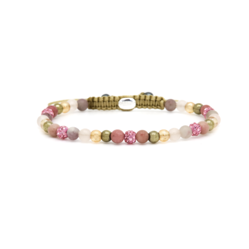 Karma Jewelry Karma Jewelry armband Karma Jewelry armband 84663 Bracelet Spiral Blossom beads pink crystal xxs 4MM