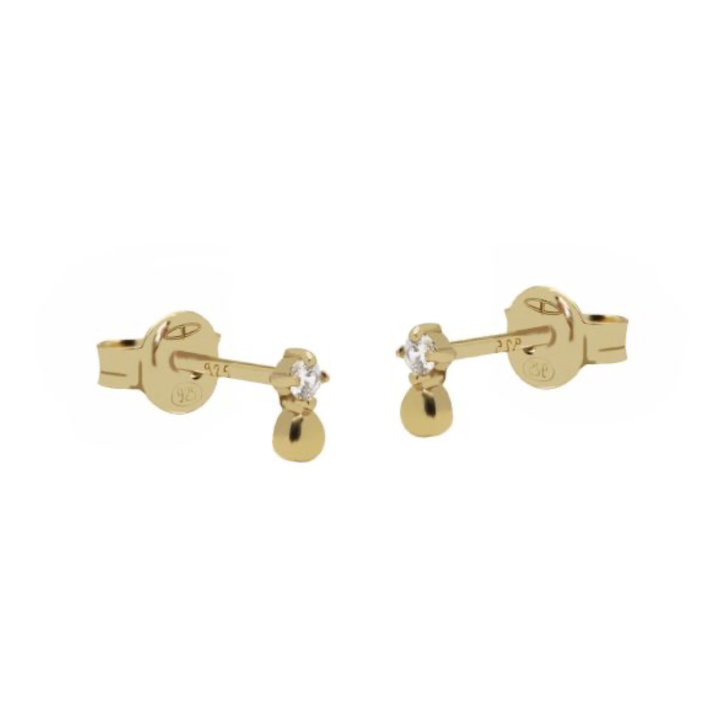 Karma Jewelry Karma Jewelry oorknopjes R142GP Earrings zirconia earstuds jade gold plated