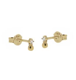 Karma Jewelry Karma Jewelry oorknopjes R142GP Earrings zirconia earstuds jade gold plated