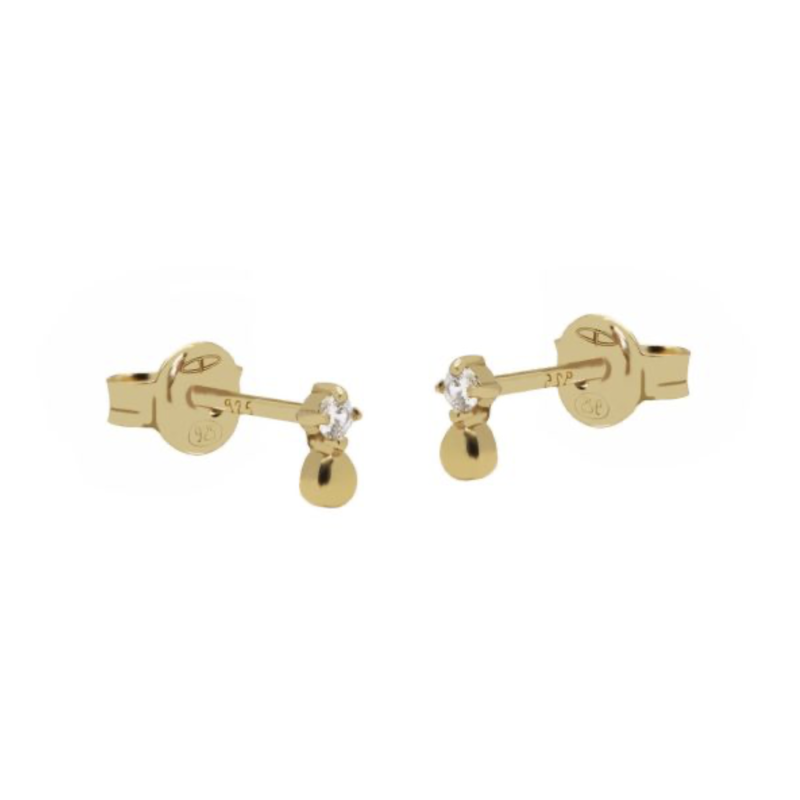 Karma Jewelry Karma Jewelry oorknopjes R142GP Earrings zirconia earstuds jade gold plated