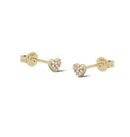 Karma Jewelry Karma Jewelry oorknopjes R171GP Earrings zirconia earstuds Janine heart gold plated