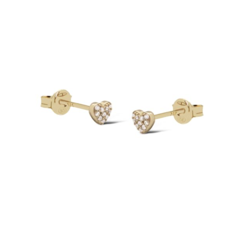 Karma Jewelry Karma Jewelry oorknopjes R171GP Earrings zirconia earstuds Janine heart gold plated