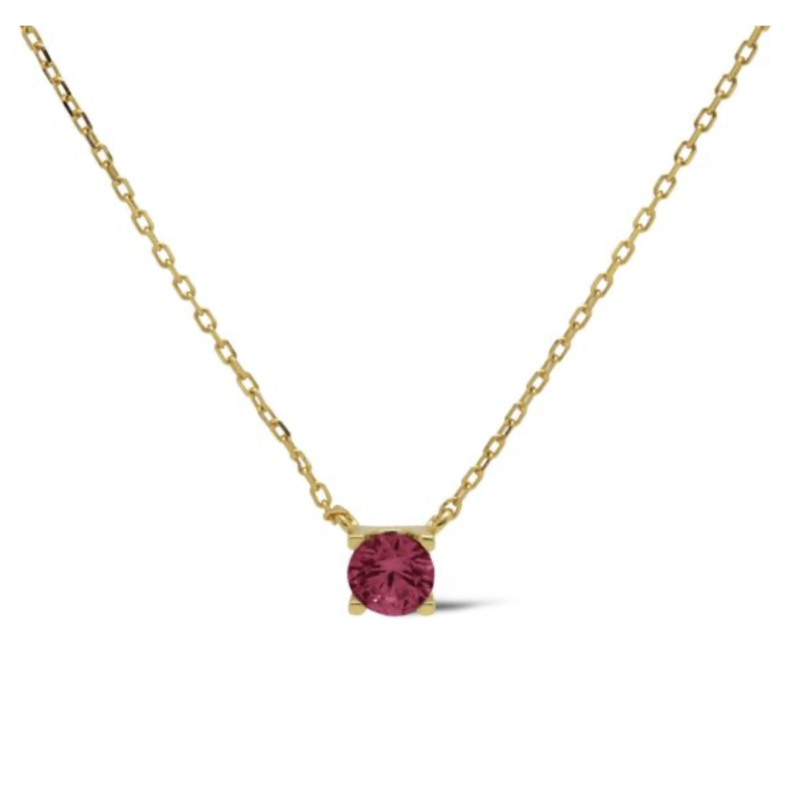 Karma Jewelry Karma Jewelry ketting T309_RR Necklace Tess Ruby Red 925 silver gold plated 39 + 5 CM
