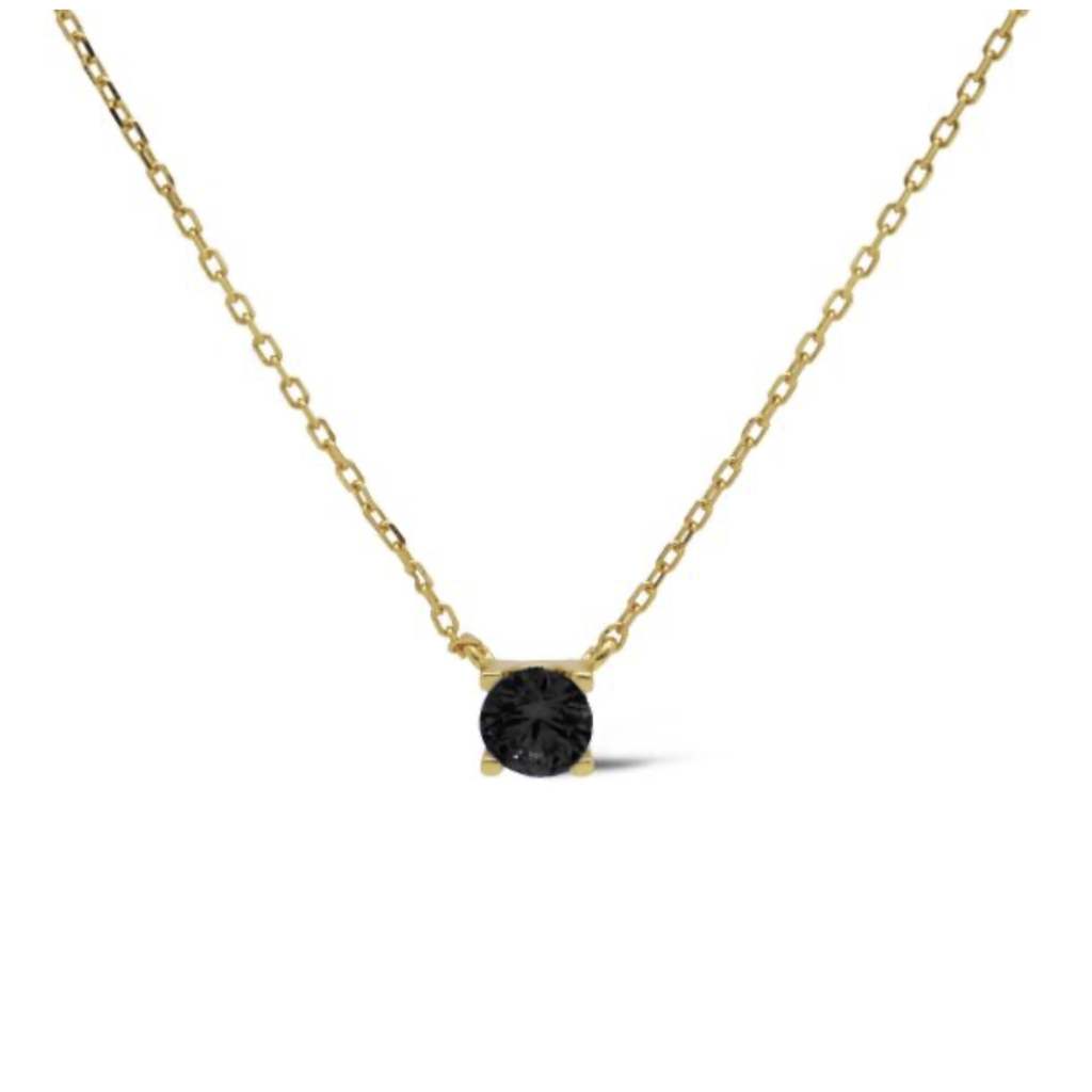 Karma Jewelry Karma Jewelry ketting T309GP_BL Necklace Tess Black 925 silver gold plated 39 + 5 CM