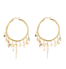 Rose & Camellia Rose & Camellia oorbellen 12508 Earrings with little pendants 5.6 CM