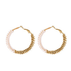 Rose & Camellia Rose & Camellia oorbellen 10953 Earrings hoops pearls gold 3.4 CM