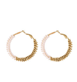 Rose & Camellia Rose & Camellia oorbellen 10953 Earrings hoops pearls gold 3.4 CM