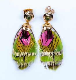 Gas Bijoux Jewelry Gas Bijoux oorbellen 162160 Earrings Sao Feathers mini green yellow pink gold