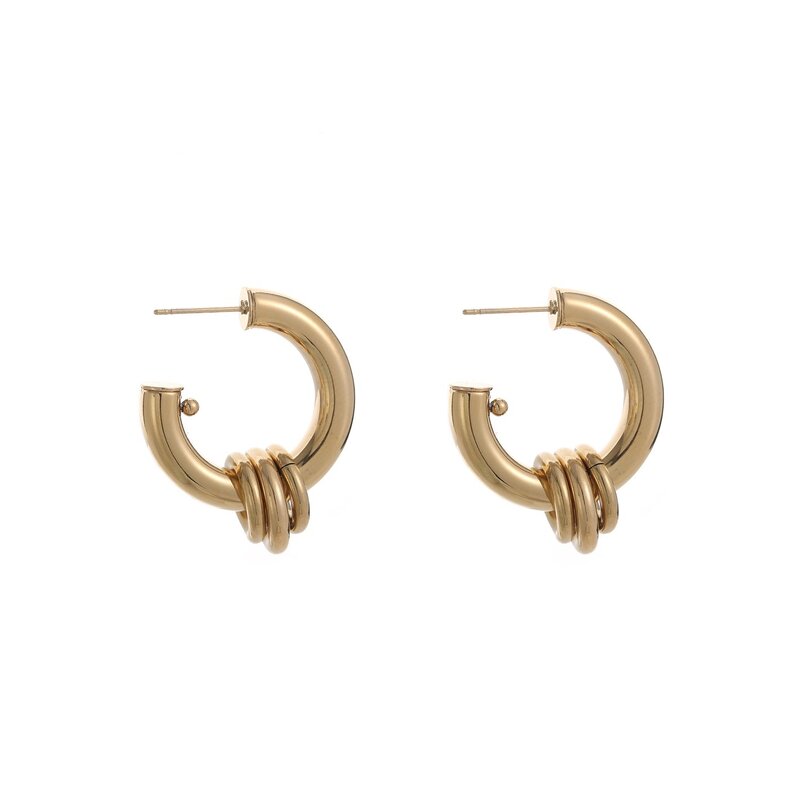 Rose & Camellia Rose & Camellia oorbellen 08959 Earrings round with circles gold 3.5 CM