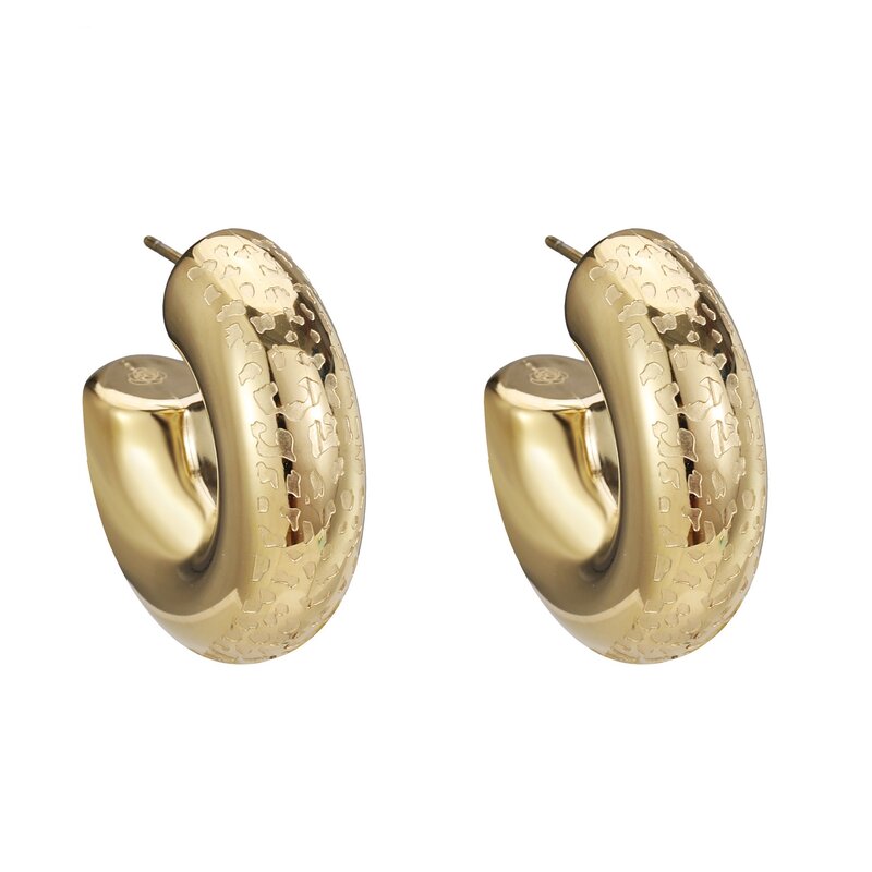 Rose & Camellia Rose & Camellia Oorbellen 8958 Earrings Leopard hoops big gold 3 - 1,5 CM