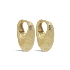Karma Jewelry Karma Jewelry oorbellen H638 Earrings hinged hoops Alma Hammered 925 silver gold plated 1.5 CM