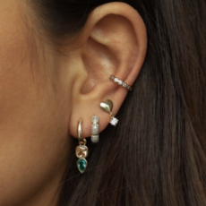 Karma Jewelry Karma Jewelry oorbellen H632S Earrings hinged hoops Cellie zirconia 925 sterling silver 1.3 CM
