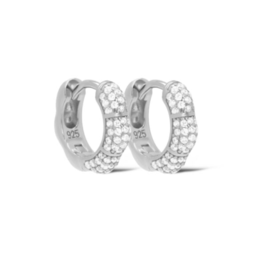 Karma Jewelry Karma Jewelry oorbellen H632S Earrings hinged hoops Cellie zirconia 925 sterling silver 1.3 CM