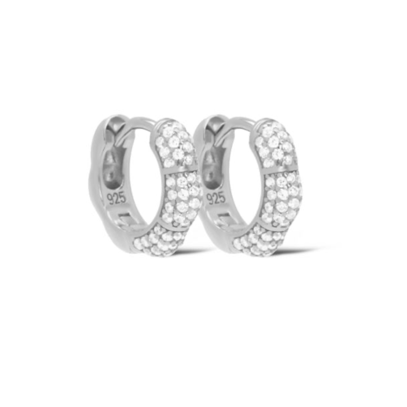 Karma Jewelry Karma Jewelry oorbellen H632S Earrings hinged hoops Cellie zirconia 925 sterling silver 1.3 CM