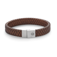 Rebel & Rose Rebel & Rose armband RR-M0043-S Full Metal Leather Premium Vintage Brown - 12 mm