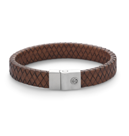 Rebel & Rose Rebel & Rose armband RR-M0043-S Full Metal Leather Premium Vintage Brown - 12 mm