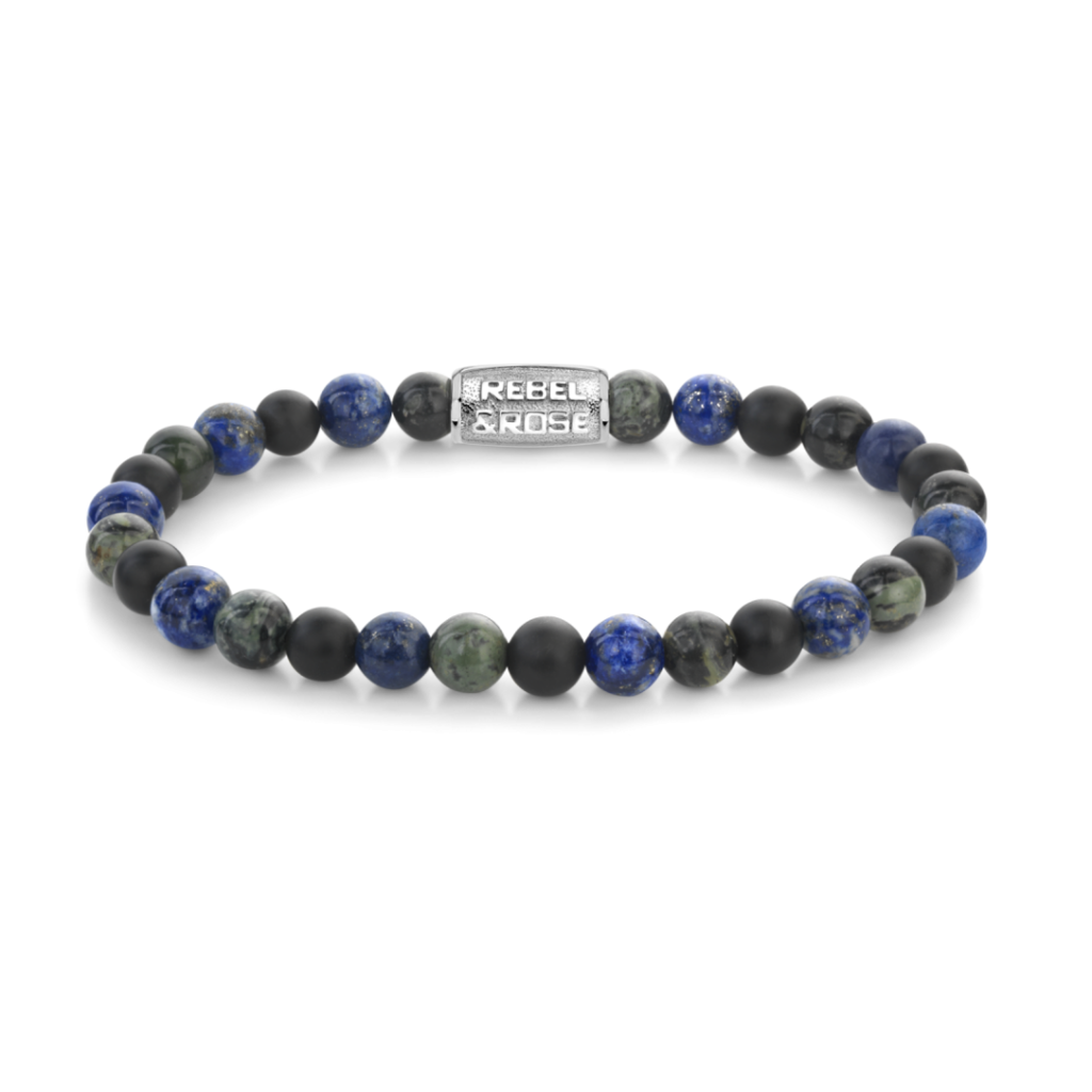 Rebel & Rose Rebel & Rose armband RR-60141-S Bracelet stones only river deep blue green 6 MM