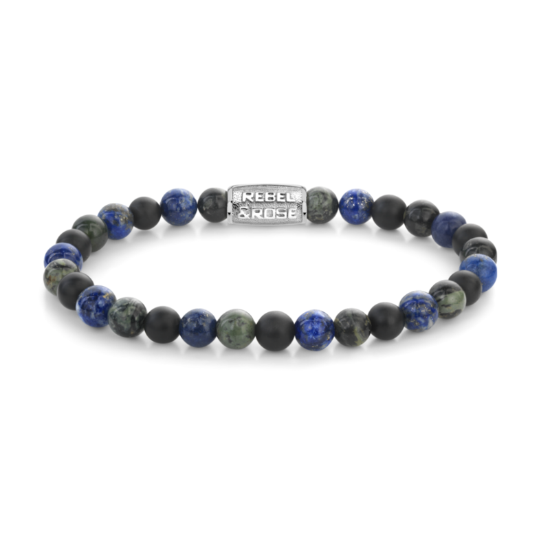 Rebel & Rose Rebel & Rose armband RR-60141-S Bracelet stones only river deep blue green 6 MM