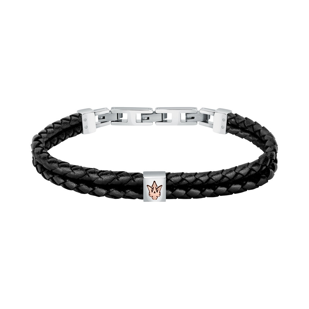 Maserati Maserati armband JM422AVE13 Bracelet Leather Black SS 18 + 3.5 CM