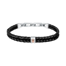 Maserati Maserati armband JM422AVE13 Bracelet Leather Black SS 18 + 3.5 CM